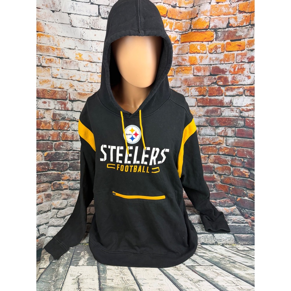 Fanatics Pittsburgh Steelers NFL Hoodie Mens 4XL Black Gold Zipper Pocket Logo